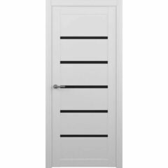 Купить Дверь экошпон Вена кедр снежный стекло чёрное