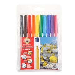Фломастеры KOH-I-NOOR FISH 1002, 10цв, смываемые, вентилир., ПВХ с подвесом