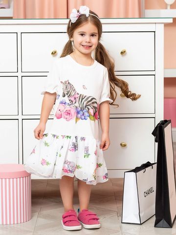 Комбинированное летнее платье с зеброй Luxury Baby