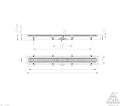 Трап линейный для пола, боковой слив, титан MCH CH850/50KN1TI