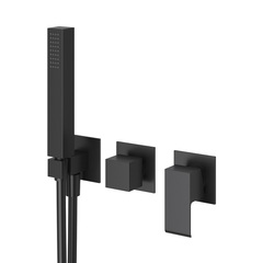 Cezares PORTA-VDM2-NOP Встраиваемый смеситель для ванны и душа однорычажный, на 3 выхода, в комплекте с ручным душем, исполнение черный матовый фото