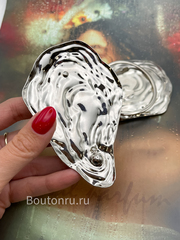 Брошь-зажим устрица для платка/купальника серебристая металлическая