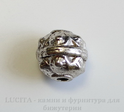 Бусина металлическая "Булава" 10х10 мм (цвет - античное серебро) ()