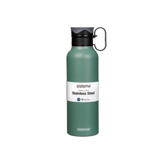 Термобутылка Sistema "Hydrate" с петелькой 600 мл, цвет Темно-зеленый