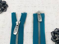 Молния металл Т5, L 80 см, 2 бегунка, бирюза/никель