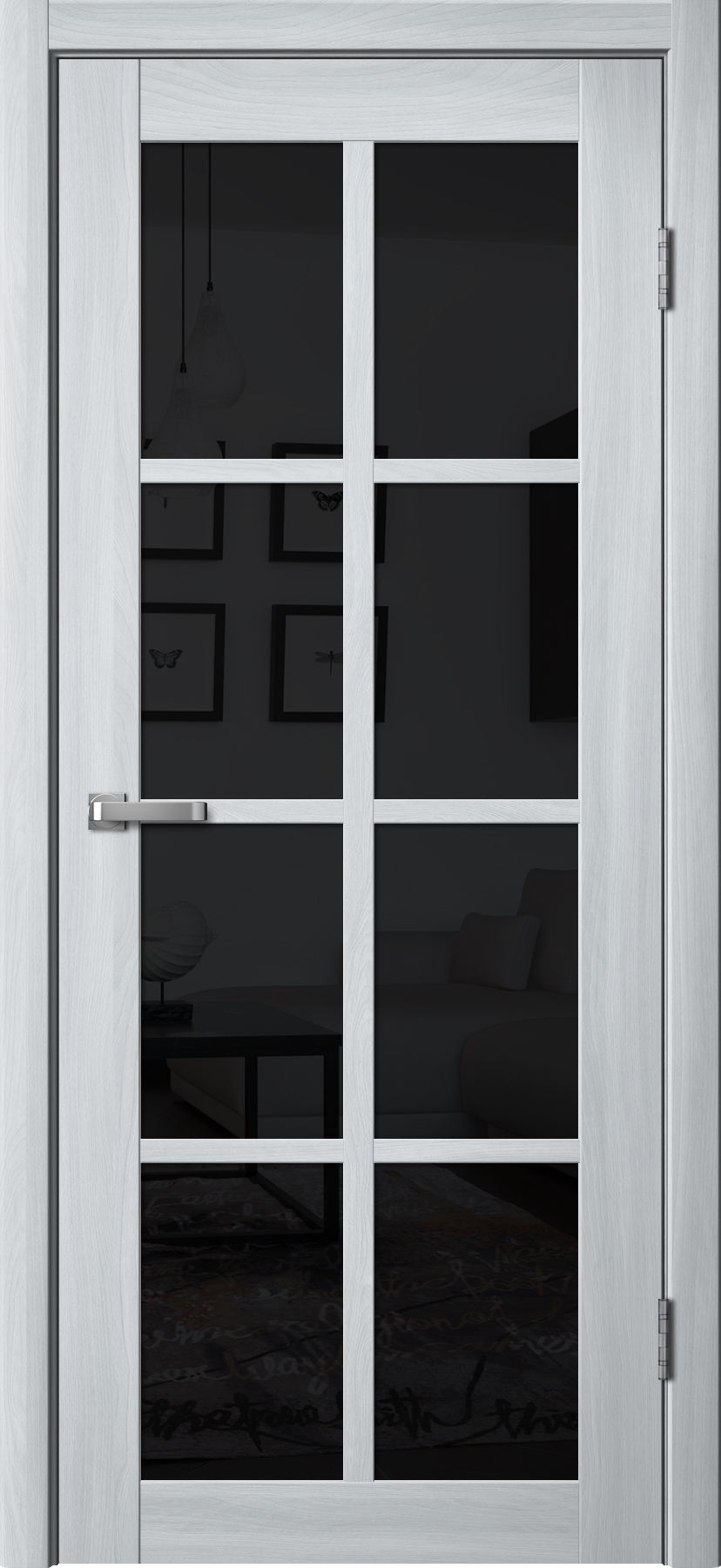 Дверь межкомнатная Ла Стелла 271, цвет пепельный ясень, экошпон, стекло черное