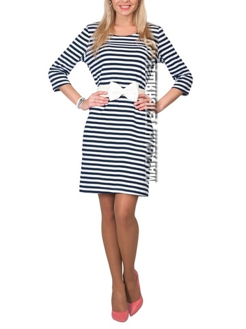 Купить Платье в морском стиле с синей полосой и рукавом 3/4 в Москве ...