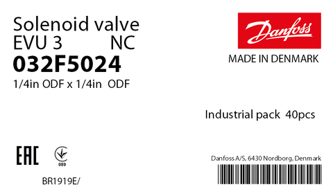 Соленодный клапан Danfoss EVU 3 032F5024 под пайку