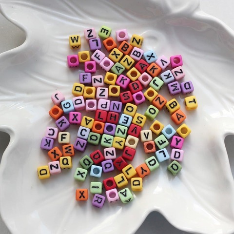 Бусины кубики с буквами, набор 50 шт, Е001-2