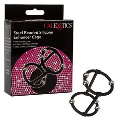 Черная клетка на пенис с бусинами Steel Beaded Silicone Enhancer Cage - 
