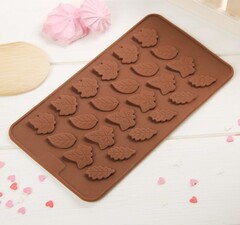 Форма для льда и шоколада "Листики", 24 ячейки,