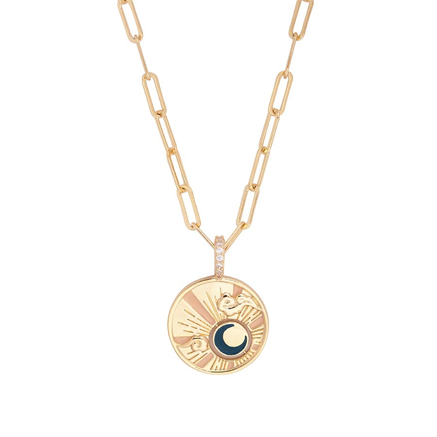 WANDERLUST Колье Spinning Moon Gold Mantra Necklace wanderlust колье hailey gold chain necklace