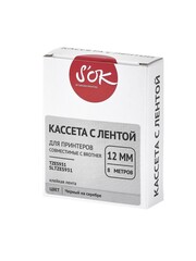 Кассета с лентой S'OK by Sakura Printing TZES931 для Brother,  черный на серебре, 12мм, 8м , наклейка