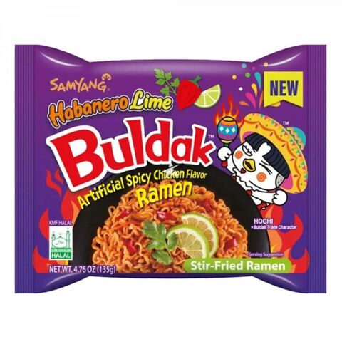 Лапша со вкусом острой курицы, перец Хабанеро + Лайм / Hot chicken flavor ramen Habanero Lime, 135 г