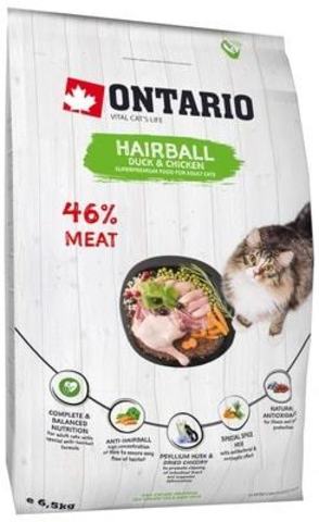 Купить корм для вывода шерсти Ontario Cat Hairball Duck Chicken