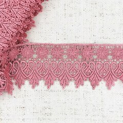 Кружево плетеное, ш. 8,5 см, кораллово-розовый