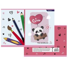 
          Тетрадь для рисования 20,5*27,5 см., 12л., Alingar, на скрепке, мелованный картон (эконом), 100 г/м2, "Панда"