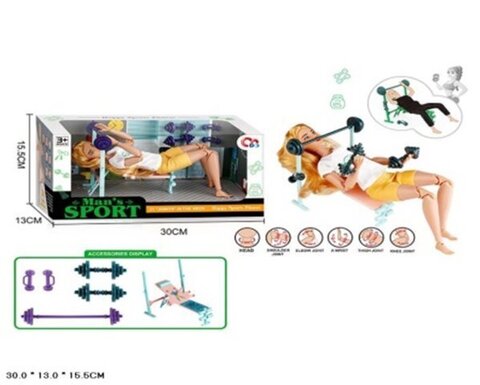 Кукла шарнирная спортсменка  размер 30*16
