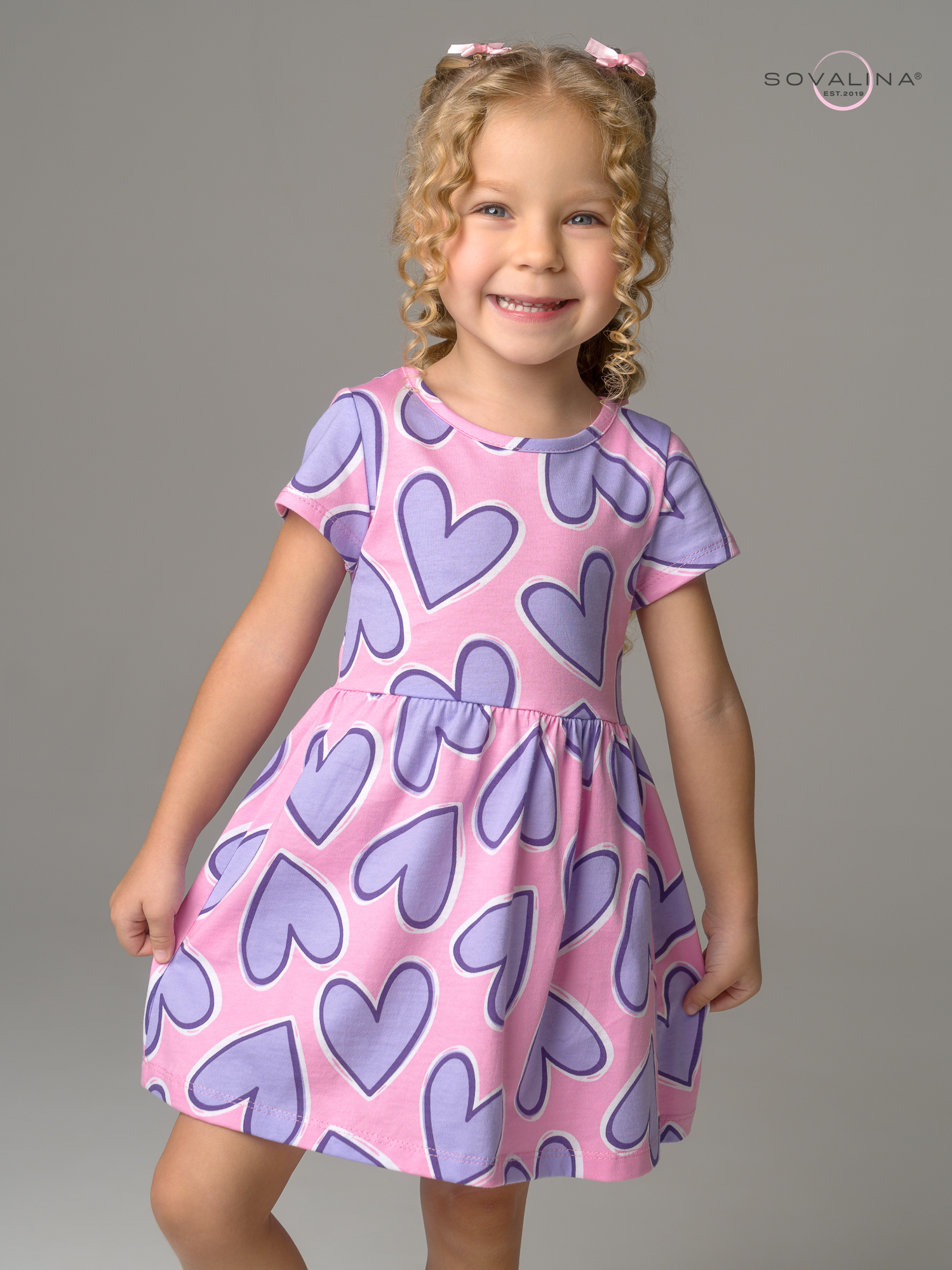 Платье Лето сиреневые сердца