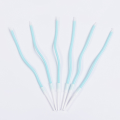 Свечи Коктейльные, Волна, с держателями, Люкс, Синий, 0,4*13 + 3 см, 6 шт.