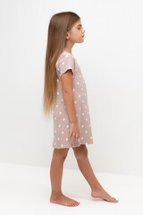 сорочка  для девочки  К 1156/кофейный,маленькие яблочки