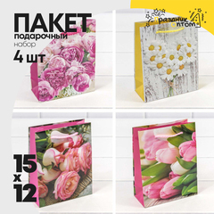 
          Пакет подарочный 12х15х5.5см "Цветы" (Микс)