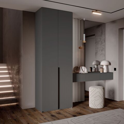 Шкаф Марвэл 2-х ств. (800) с доп.ящиками (Браш Графит, Графит)