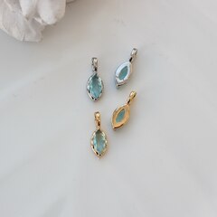 Подвеска Маркиз с голубым фианитом, 14*5 мм, родий, П386