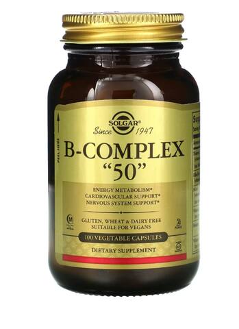 Solgar комплекс витаминов группы B «50», 100 растительных капсул