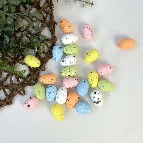 №2 Яйца пасхальные, Пасхальный декор, разноцветные из пенопласта, 2*3 см, 24 шт.
