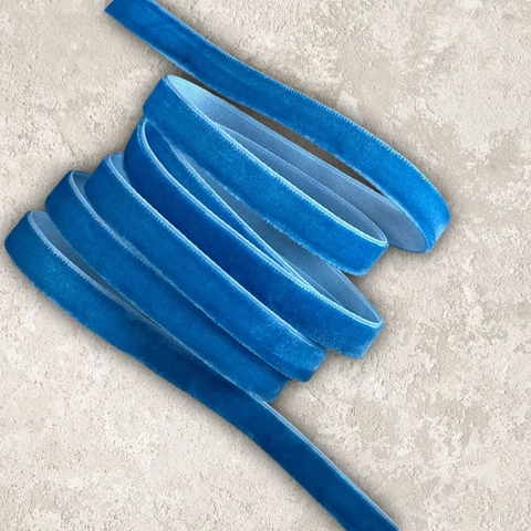 Лента бархатная 1 см бирюзовый №68 (1метр)