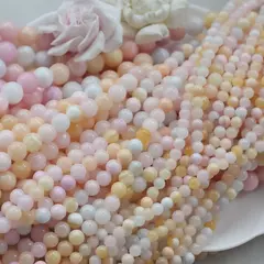 Тонированный кварц, микс, шарик, 12 мм, нить, К031