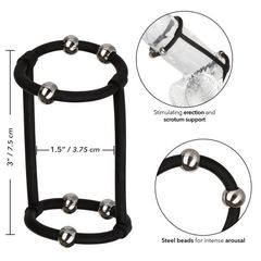 Черная клетка на пенис с бусинами Steel Beaded Silicone Enhancer Cage - 