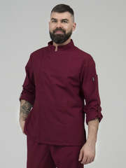 Бордовый мужской китель "Вишня" для повара и кондитера NVDesign