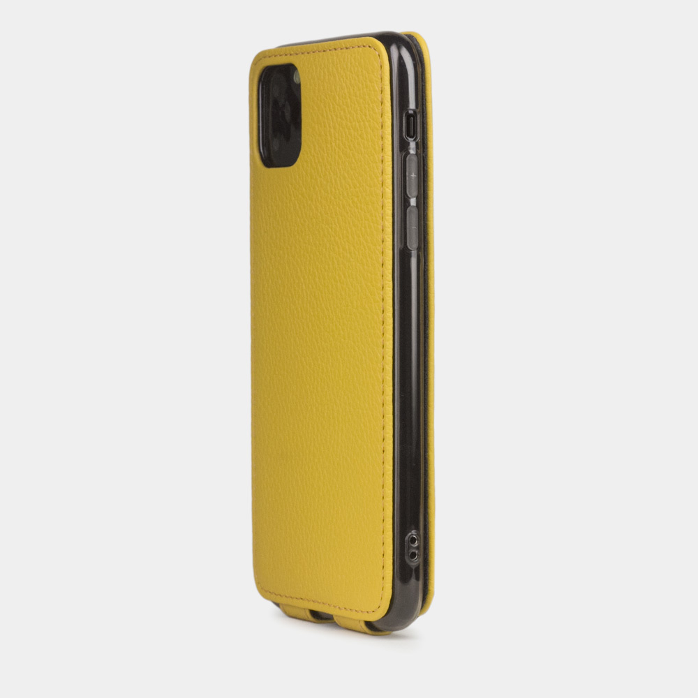 Чехол для iPhone 11 Pro Max из натуральной кожи теленка, желтого цвета