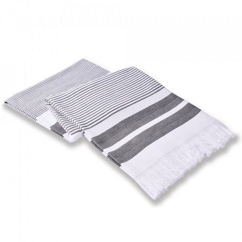 Пештемаль 100x180 L'appartement Kelsie white/dark grey белый/темно-серый