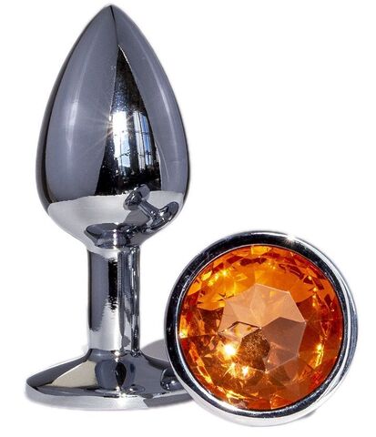 Металлическая анальная втулка с оранжевым кристаллом - 7,2 см. - OYO PS07-EGZO-Bag-Red