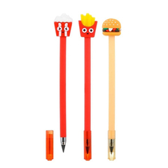 
          Карандаш вечный, чернографитный, Basir, серия "Фаст фуд", с фигуркой на наконечнике, 3 цвета корпуса, 36 шт