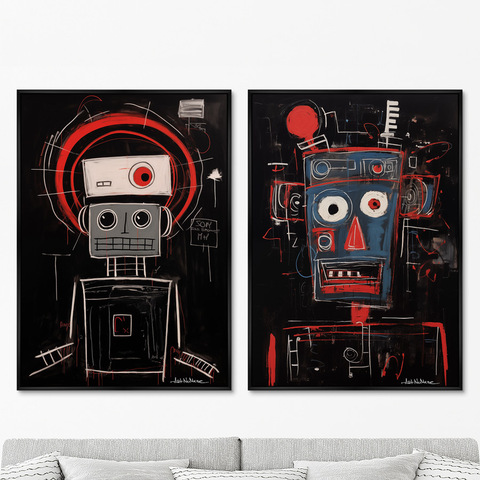 ArtNoMore - Набор из 2-х репродукций картин на холсте Robots, the joy of being, 2024г.