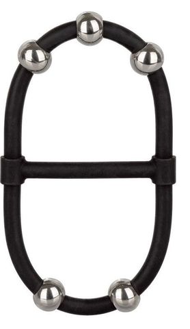 Черное эрекционное кольцо с бусинами Steel Beaded Dual Silicone Maximizer - California Exotic Novelties Rings! SE-1426-25-3