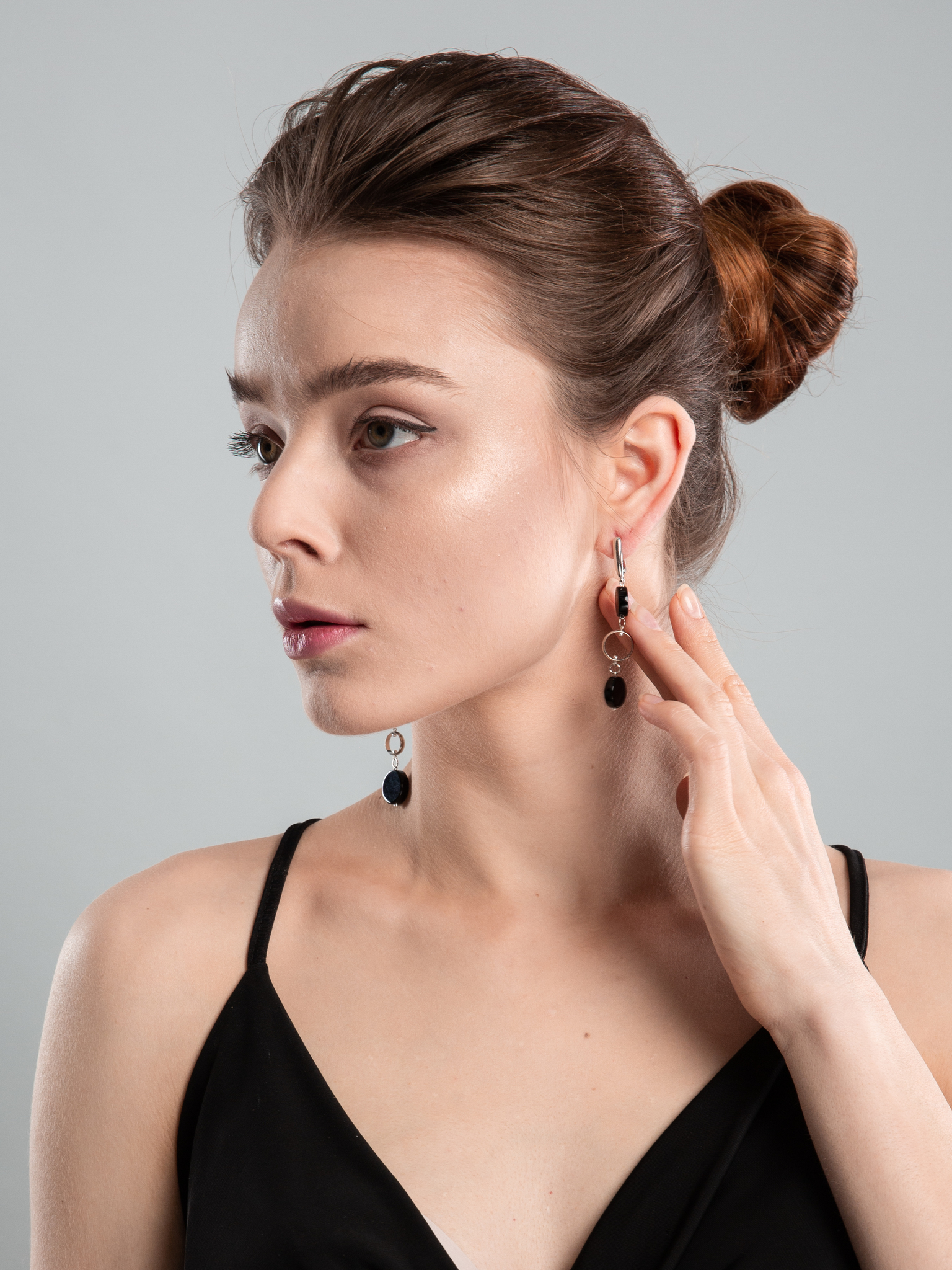 Серьги асимметричные с агатом