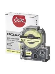 Кассета с лентой S'OK by Sakura Printing K4YBF для Epson , черный на флуоресцентном желтом, 12мм, 5м