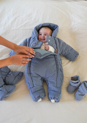 Зимний комбинезон (серо-голубой)