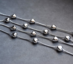 Цепочка с сердечками, покрытие родий, арт