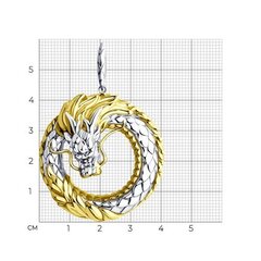 94-130-02006-1 - Подвеска ДРАКОН из двухцветного серебра 925пр