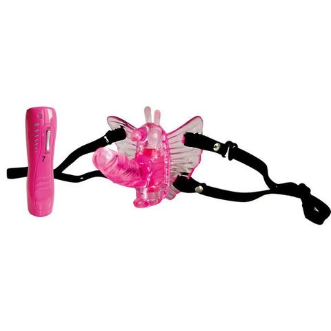 Розовая вибробабочка Butterfly Vibe на ремешках - Bior toys EROWOMAN-EROMAN EE-10024