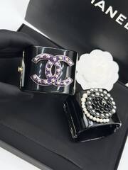 20175-Браслет манжета широкий CHANEL с лого из латуни в позолоте lux