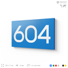 Номер на дверь 604, табличка на дверь для офиса, квартиры, кабинета, аудитории, склада, голубая 120х70 мм, Айдентика Технолоджи