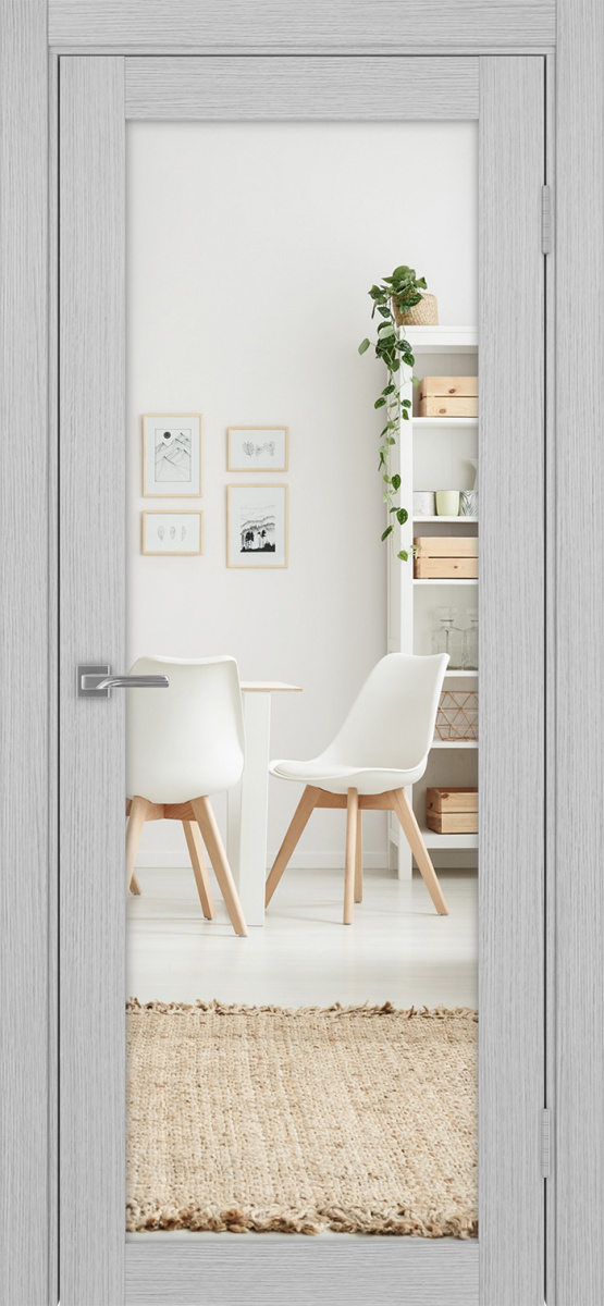 Дверь межкомнатная Оптима Порте Турин 501.2 (зеркало двухстороннее), цвет серый дуб, экошпон, зеркало