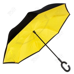 Зонт обратного открывания желтый механический